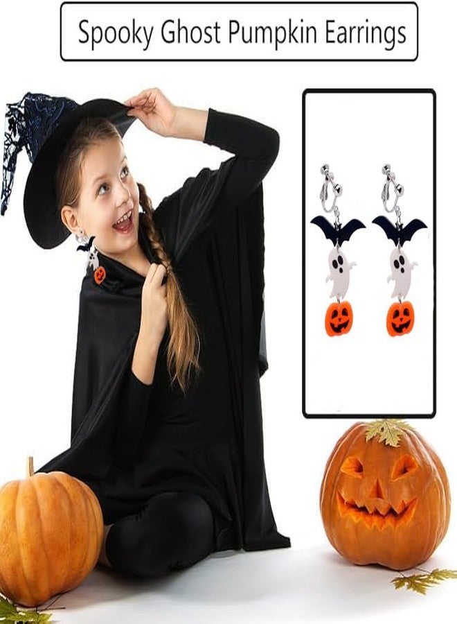 Modpide Acrylic Halloween Clip on Earrings Pumpkin Ghost Clip on Earrings Bat Earrings Halloween Jewelry Holiday Earrings (bat) - Image 4